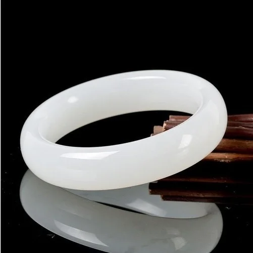 Women Fashion Jewellery - Brazalete de Jade blanco Natural genuino