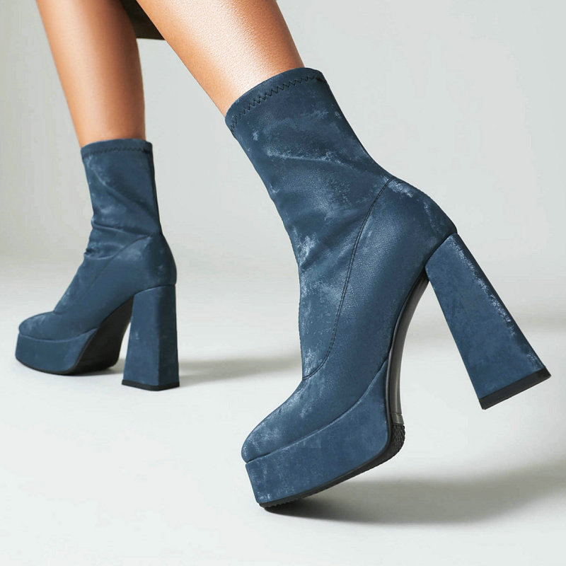 Women'S Fashion Socks - Tendencia azul oscuro marrón señora madura