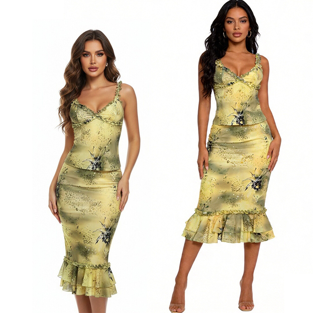 Asymmetric Top Women - Conjunto de Vestido de 2 Piezas