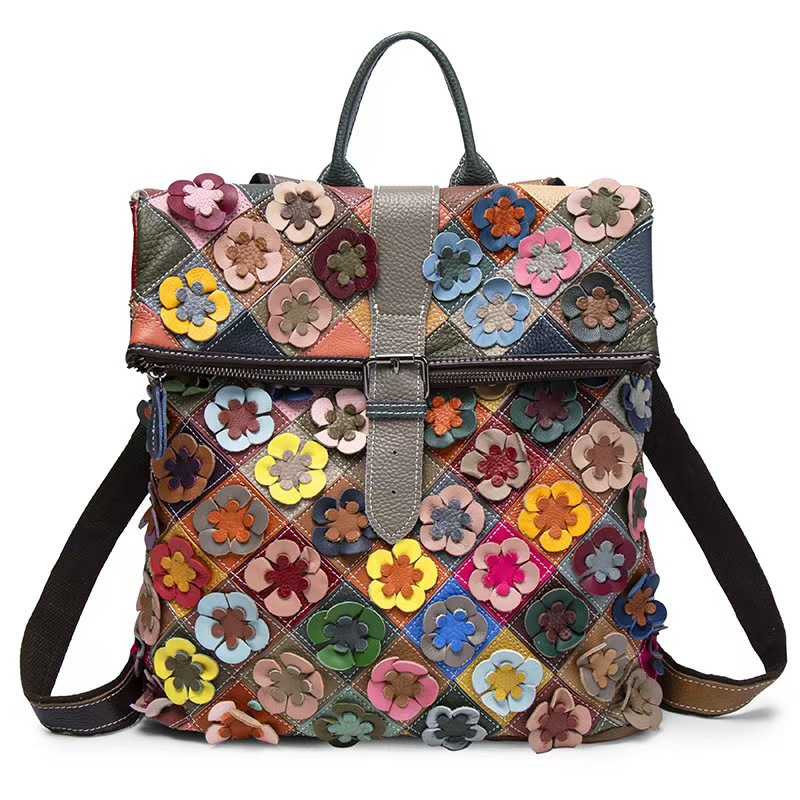 Women'S Fashion Backpack - Mochila Vintage de Cuero Genuino para