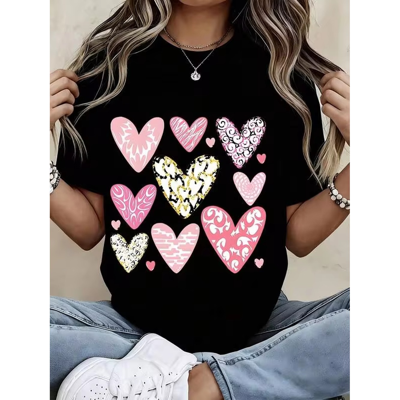 Women'S Fashion Graphic Tees - Camiseta negra para mujer, camiseta informal