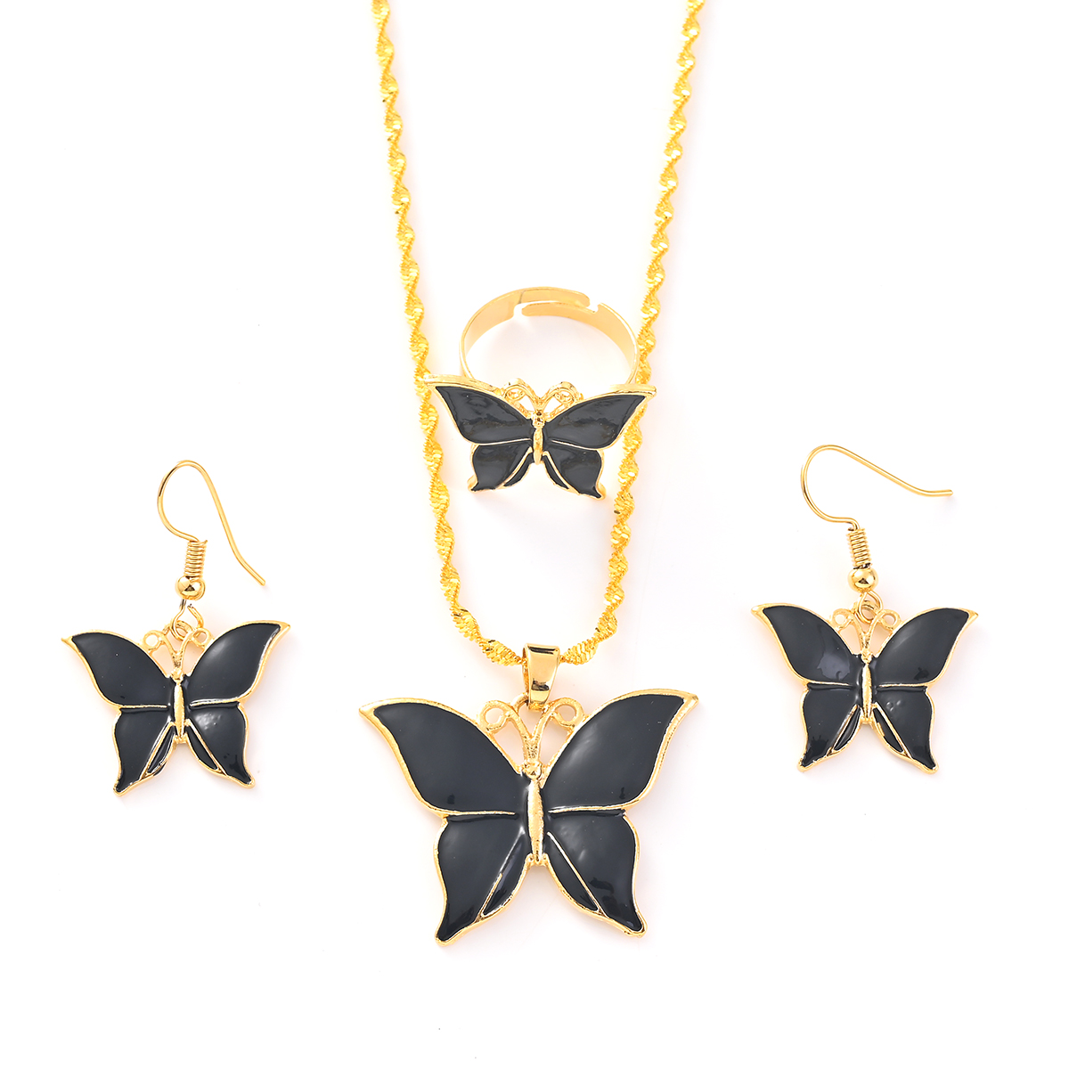 Women Fashion Png - Elegante mariposa colgante collares pendientes anillo