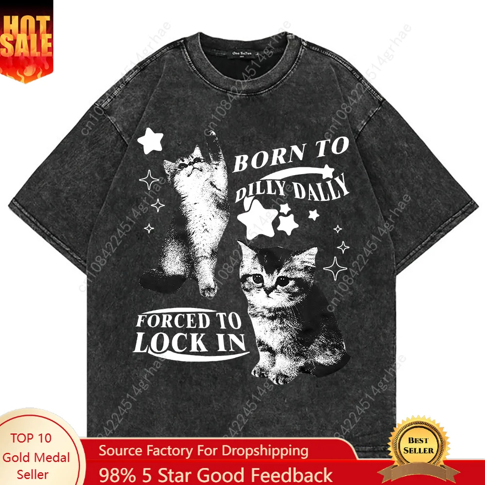 Women'S Fashion Graphic Tees - Camiseta 100% Algodón Vintage Lavado Estilo