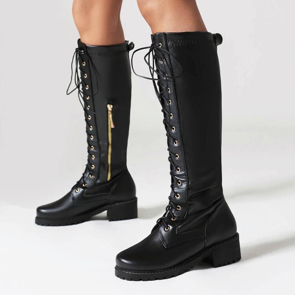 Botas de cuero hasta la rodill - Women'S Fashion Riding Boots reseña y precio